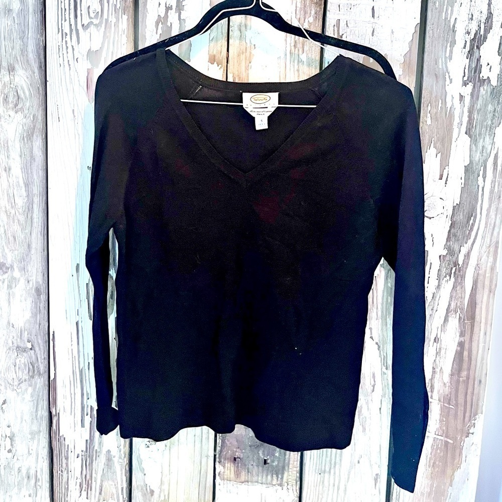 Talbots petites v neck sweater black small